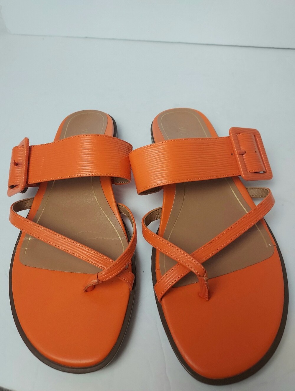 VIONIC Julep Slide Sandal Strappy Buckle Detail Flat Summer Shoes Orange Size 9 - Picture 8 of 10